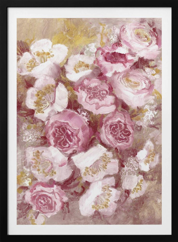 Bloemenboeket met roze rozen | Poster