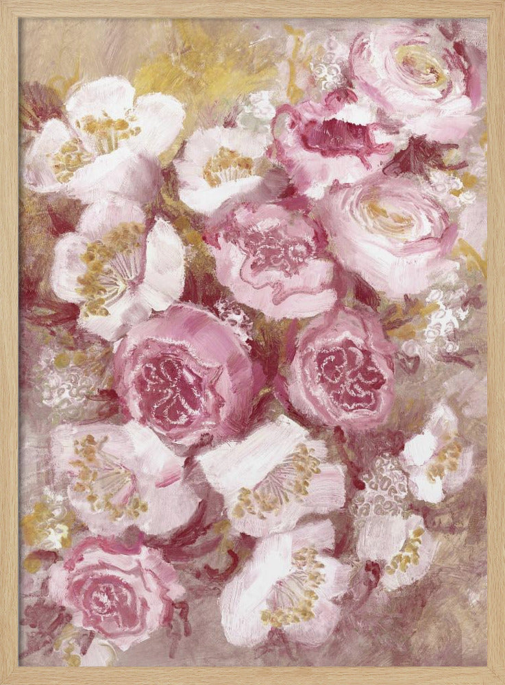 Bloemenboeket met roze rozen | Poster