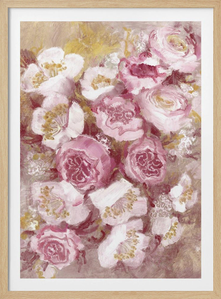 Bloemenboeket met roze rozen | Poster