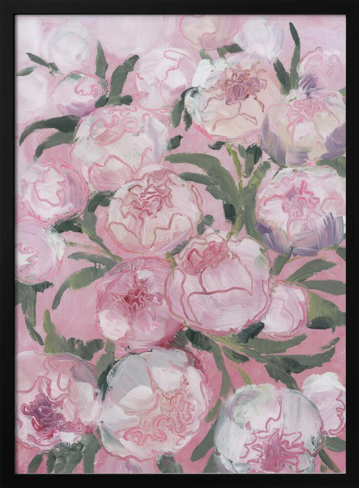Bloemencompositie van roze pioenrozen | Poster