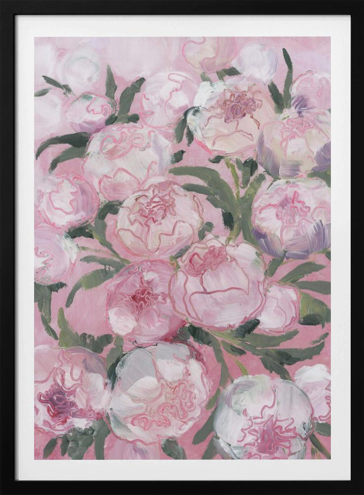 Bloemencompositie van roze pioenrozen | Poster