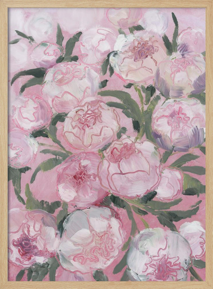 Bloemencompositie van roze pioenrozen | Poster