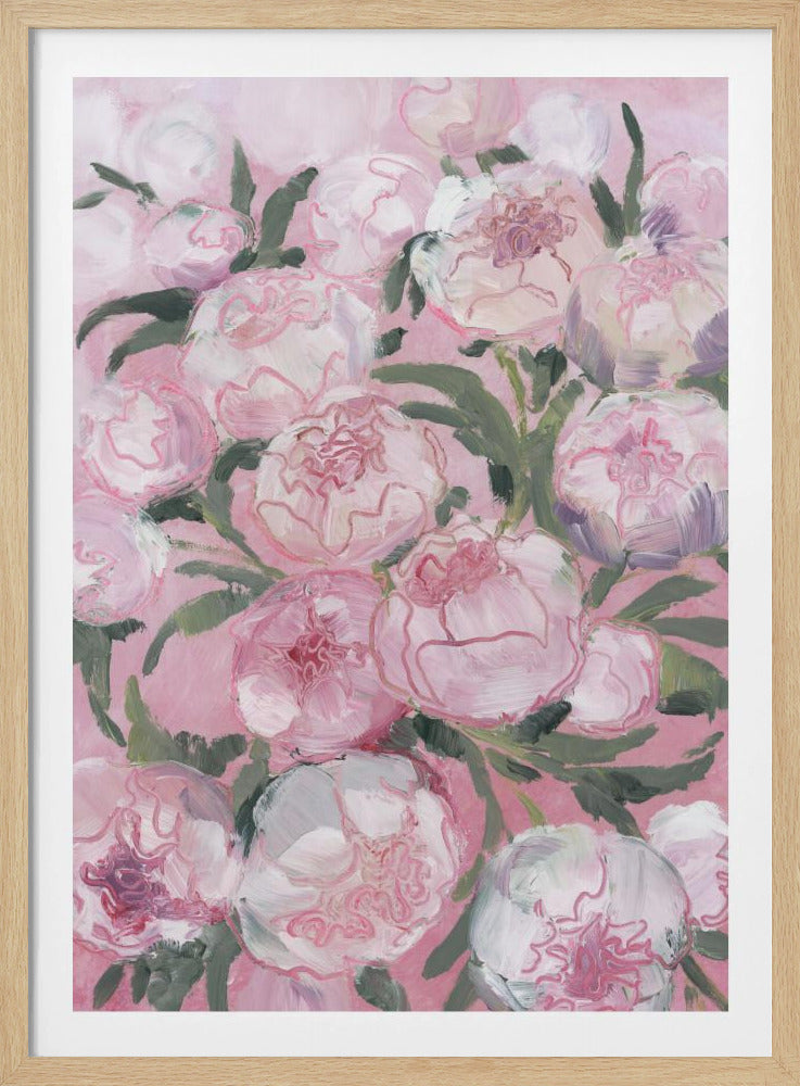 Bloemencompositie van roze pioenrozen | Poster