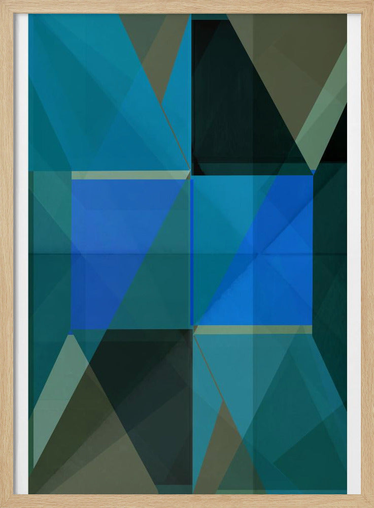 Overlappende blauwe en groene doorschijnende vormen | Poster