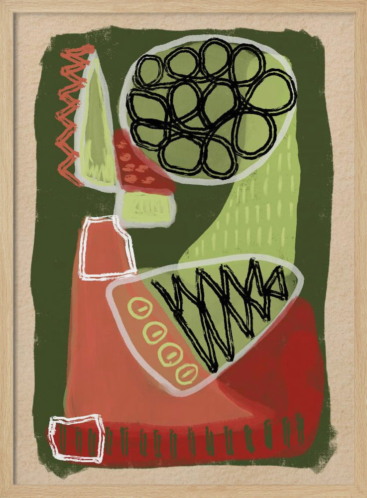 Abstract groen en rood | Poster