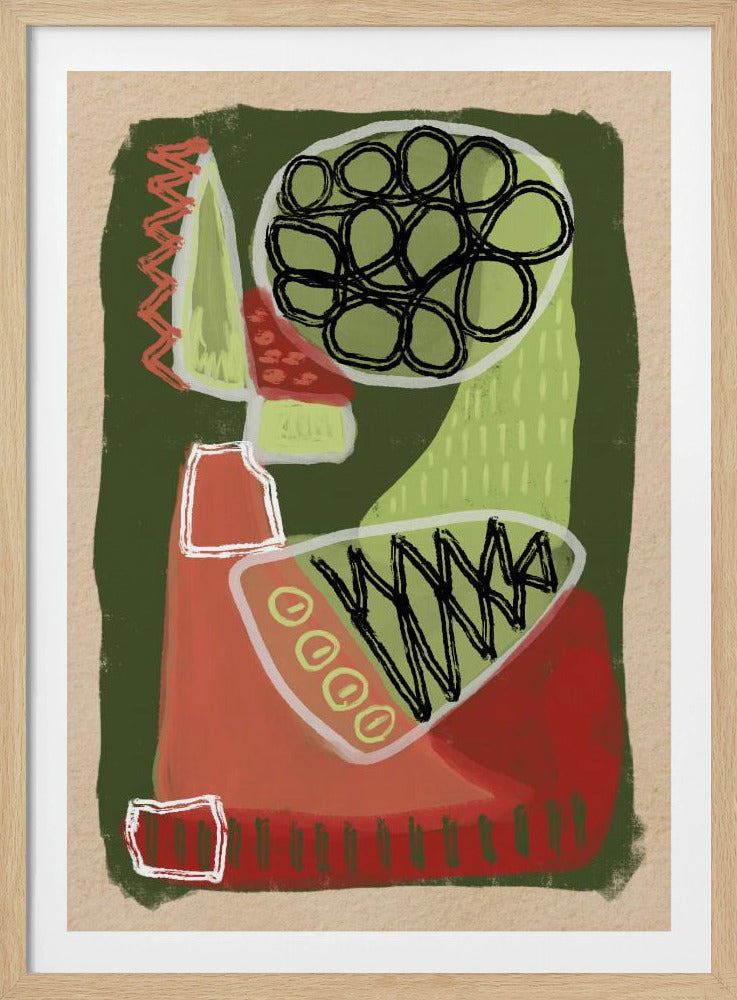Abstract groen en rood | Poster