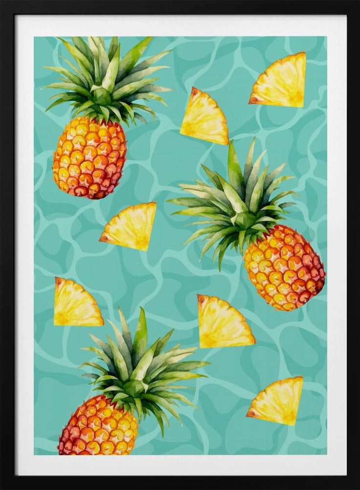 Exotisch ananas- en schijfjesesthetisch patroon - Tropische zomer aquarel | Poster