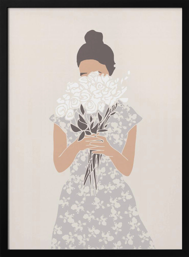 Meisje met boeket bloemen | Poster