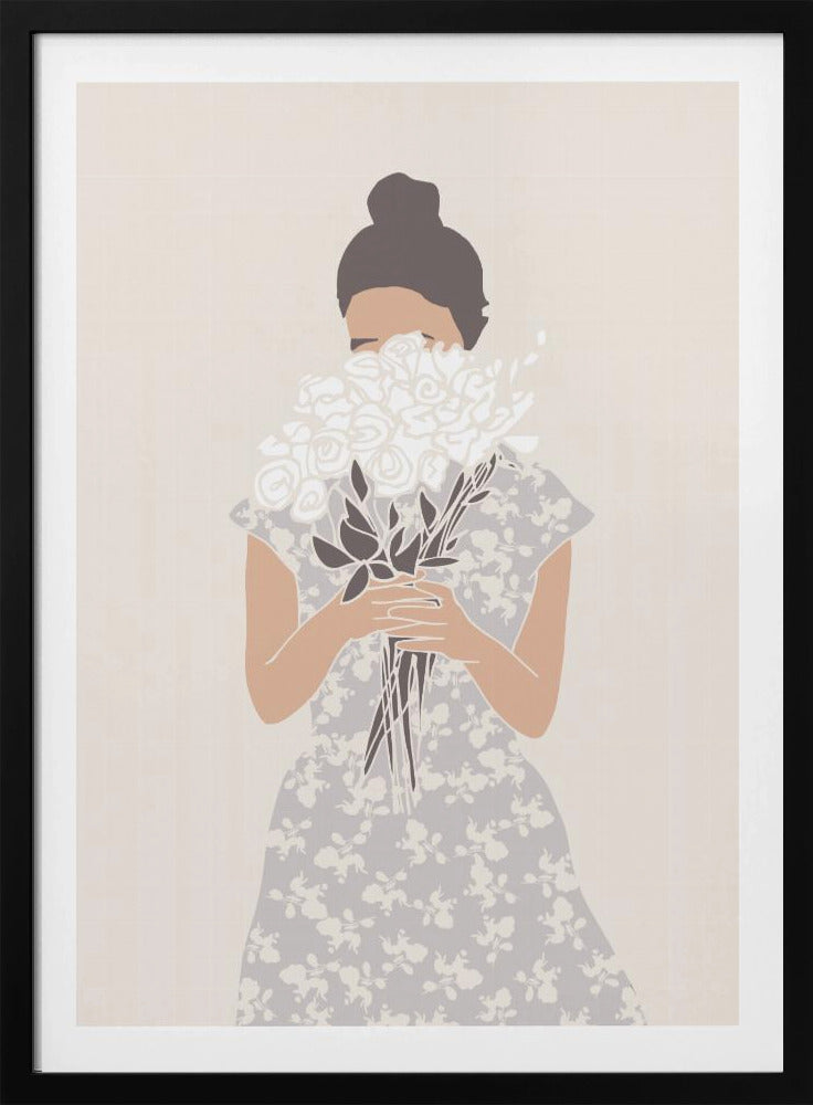 Meisje met boeket bloemen | Poster