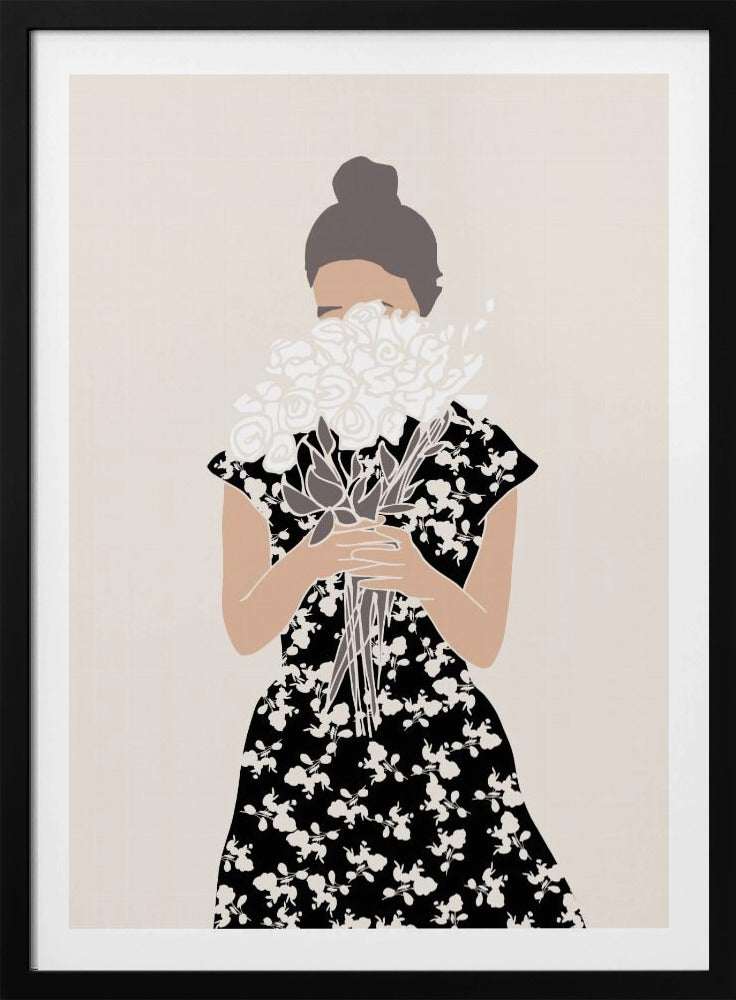 Meisje met boeket bloemen | Poster