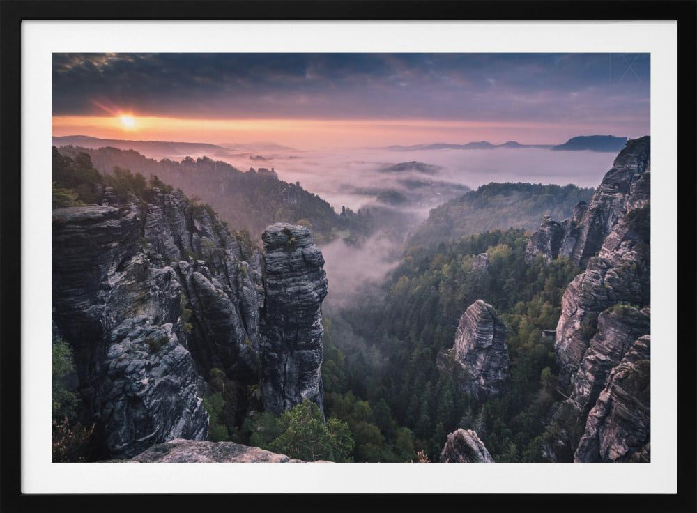 Zonsopgang op de rotsen | Poster