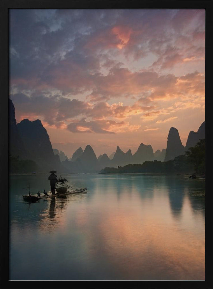 Zonsopgang bij de Li-rivier | Poster