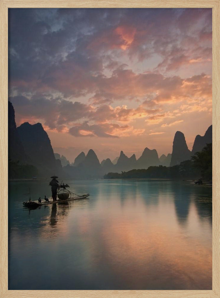 Zonsopgang bij de Li-rivier | Poster