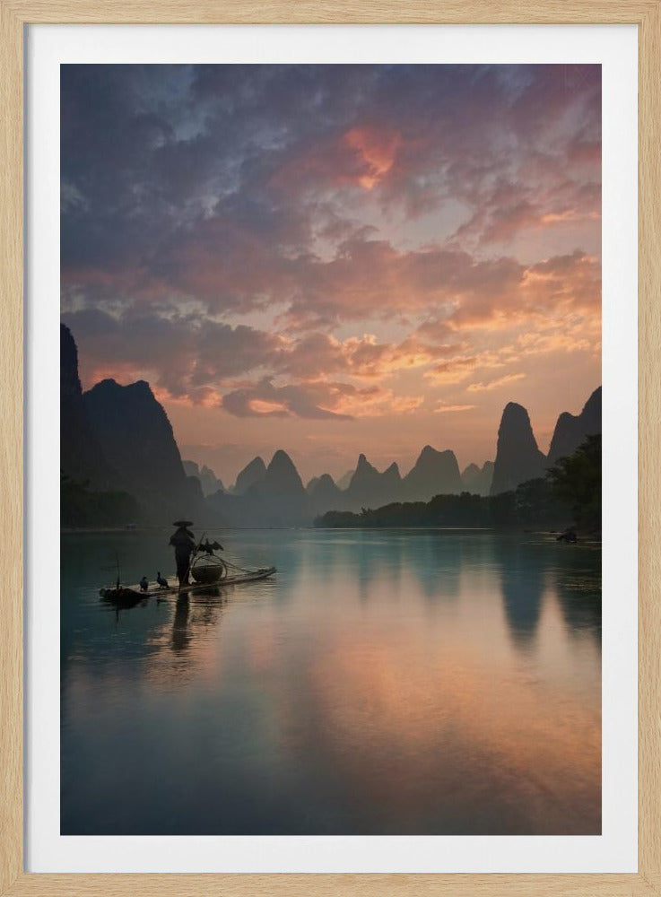 Zonsopgang bij de Li-rivier | Poster