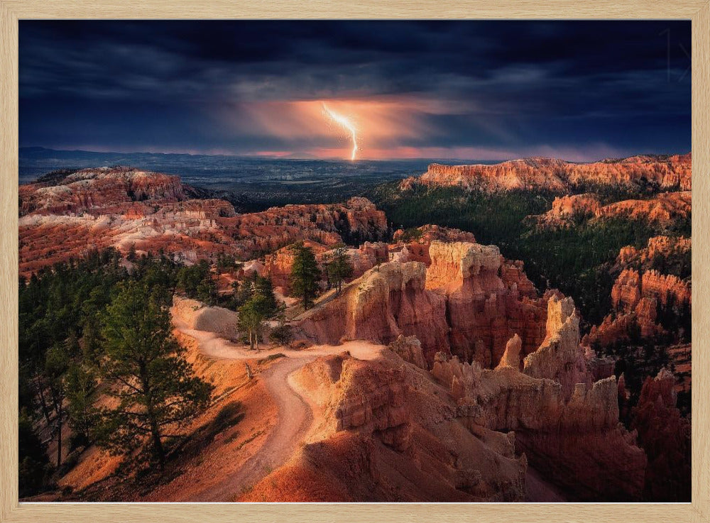 Bliksem boven Bryce Canyon | Poster
