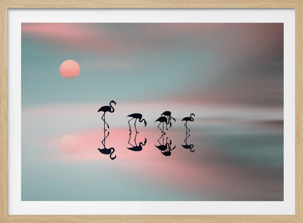 Familie flamingo's. | Poster