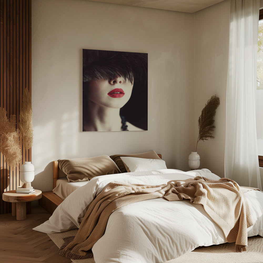 Lippen en veer | Canvas