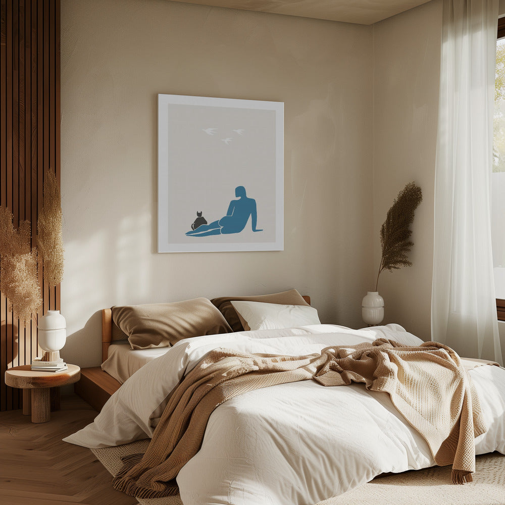 Vrouw en kat | Canvas