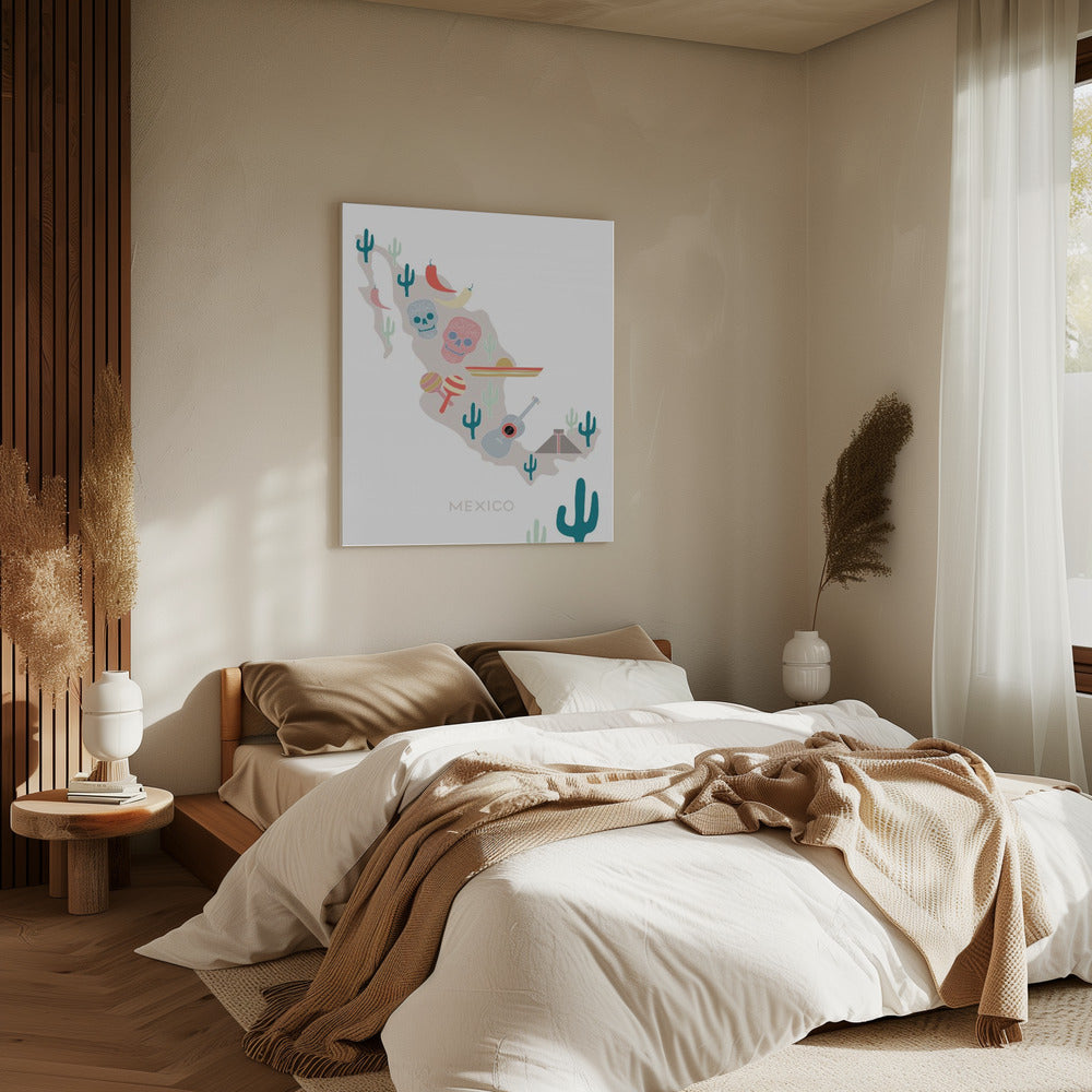 Kaart van Mexico nr. 1 | Canvas