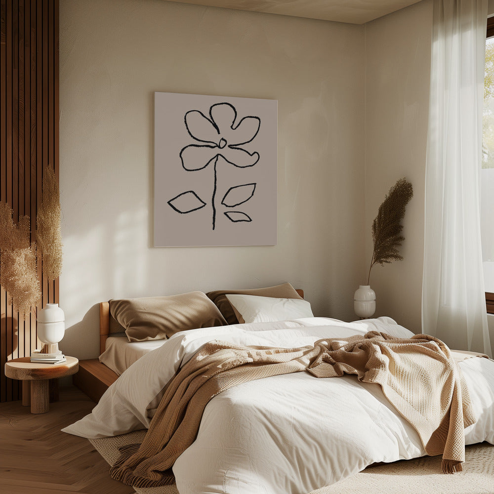 Oliepastel Bloem Zwart | Canvas