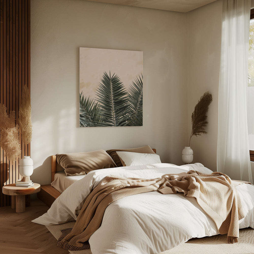 Palmbladeren en muur_1 | Canvas