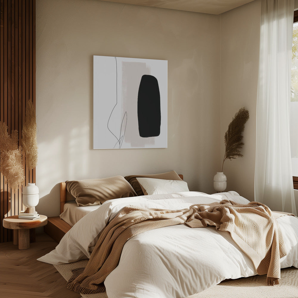Zwarte en grijze vormen | Canvas
