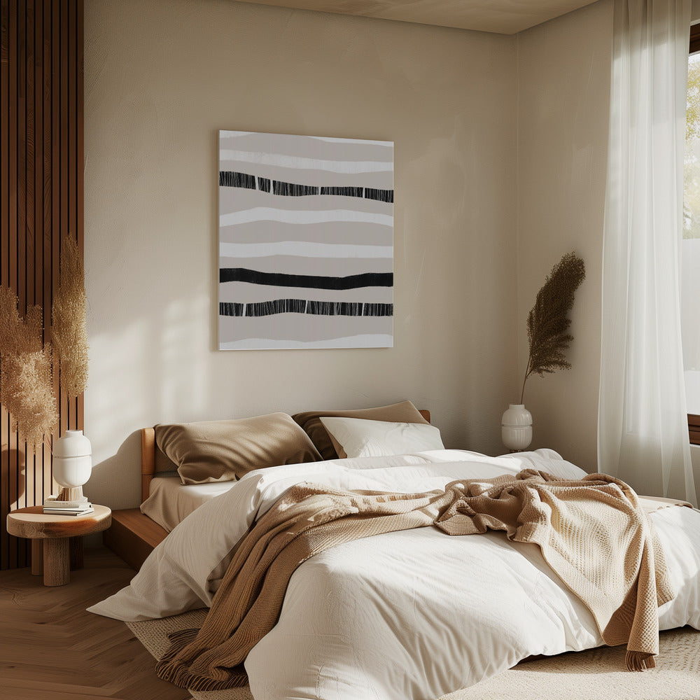 Monochrome golven | Canvas