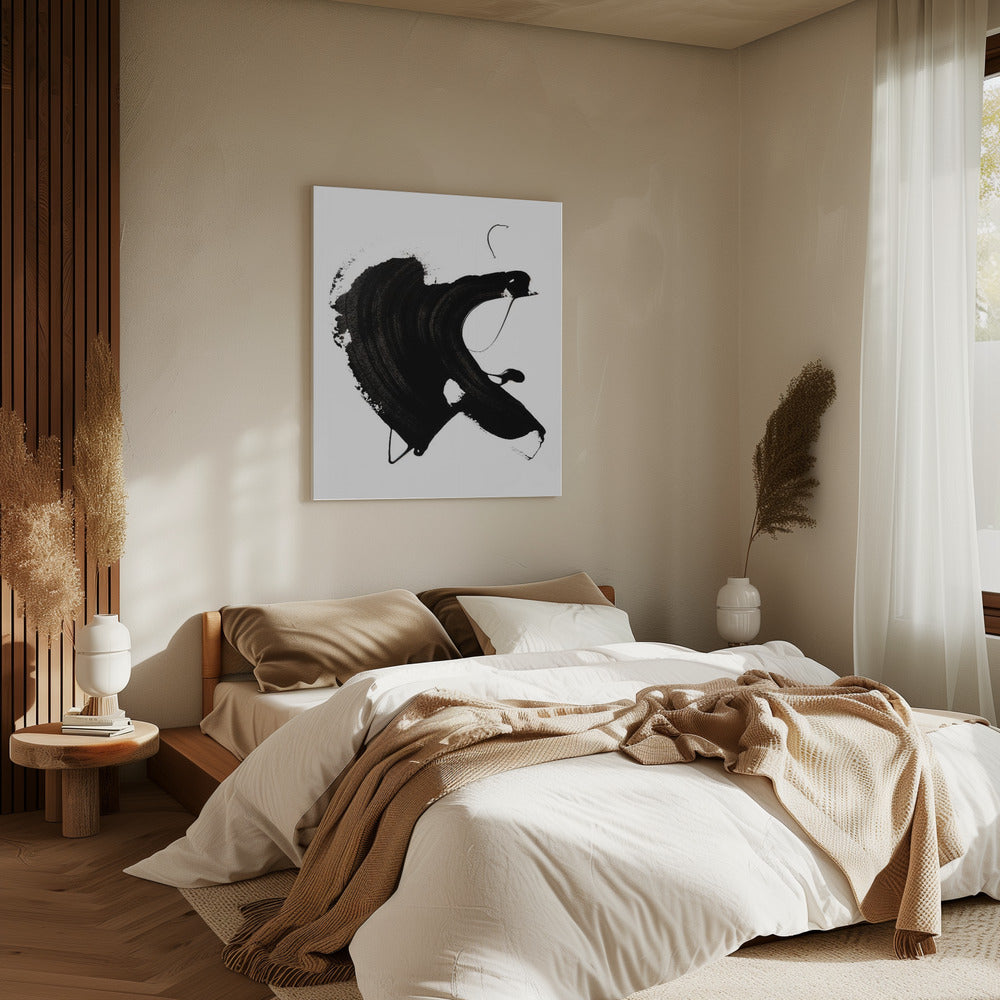 Zwarte abstracte streek | Canvas