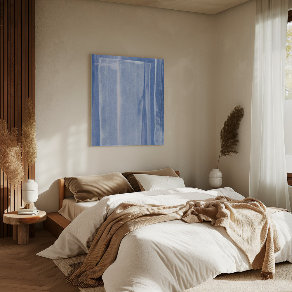 Blauw met verticale penseelstreken | Canvas