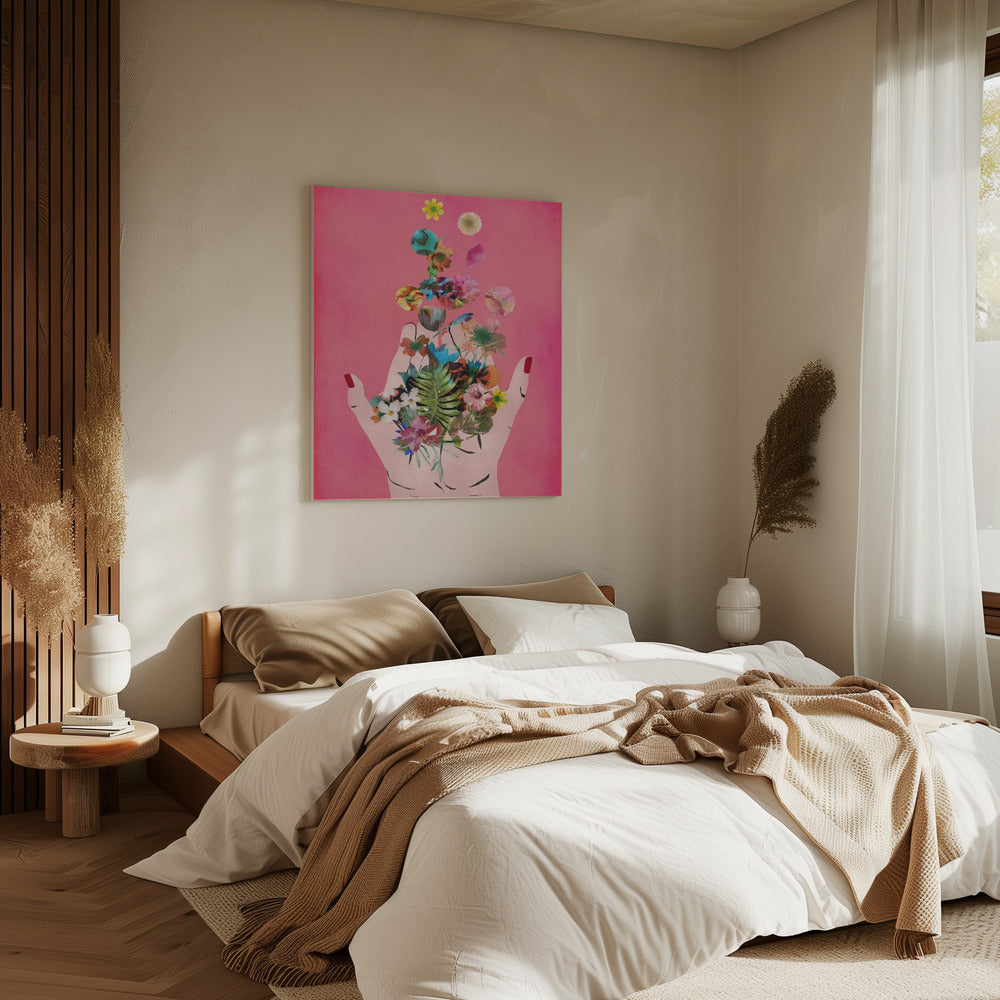 Bloeiend in handen | Canvas