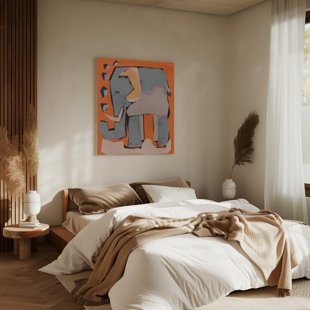 Geometrische Olifant | Canvas