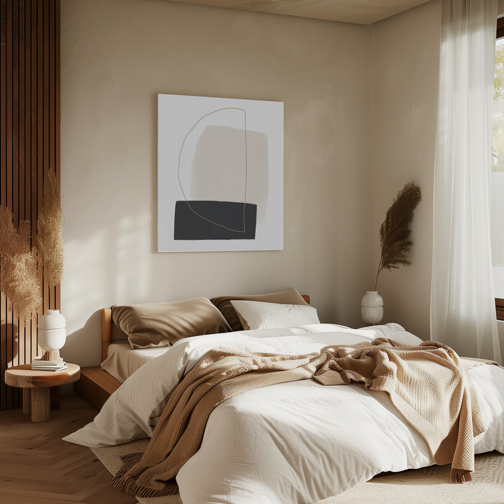 Geometrische vormen in zwart-, wit- en beigetinten | Canvas