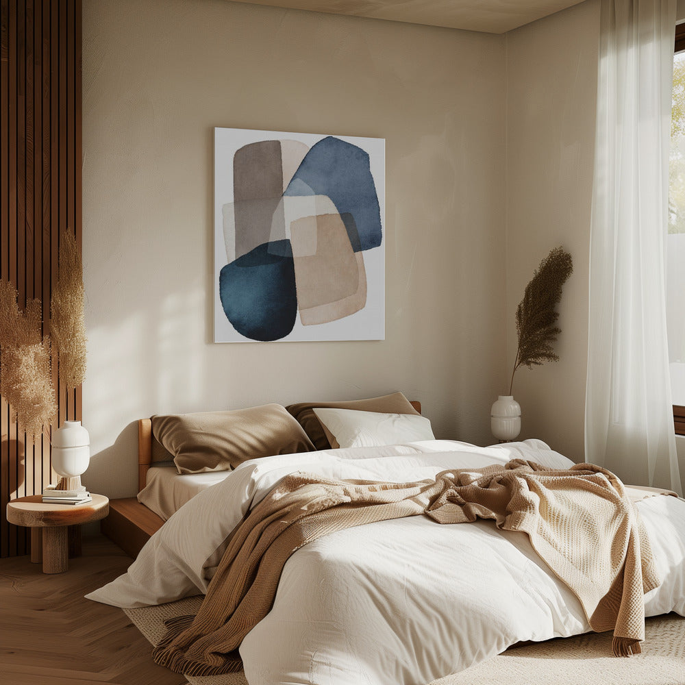 Blauwbruine blokken | Canvas