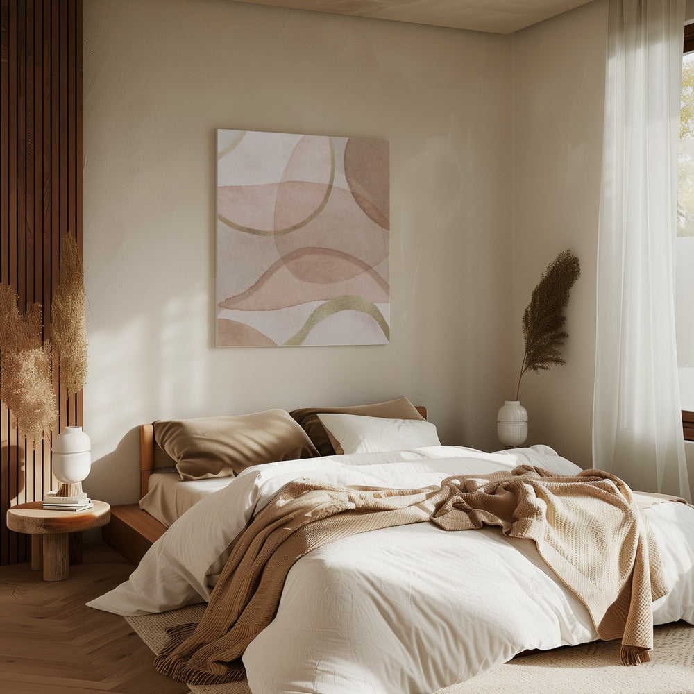 Blozend en bruin abstract | Canvas