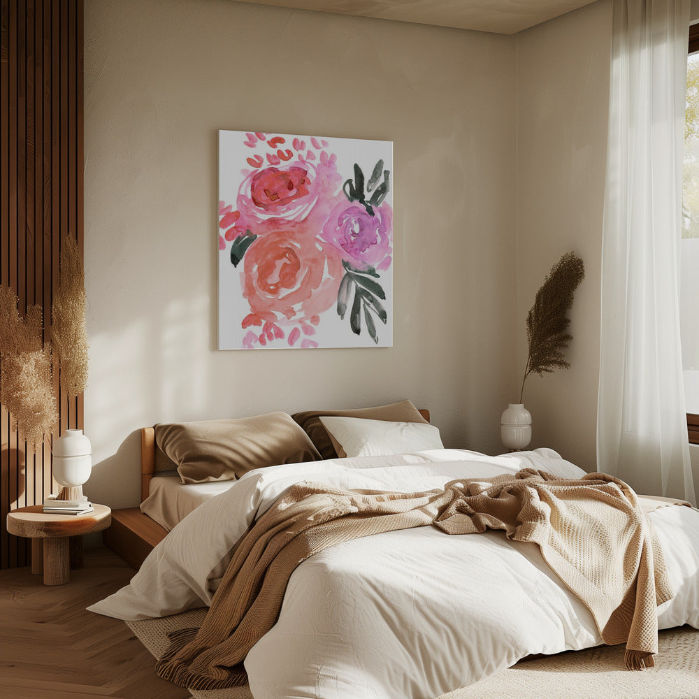 Maeko losse aquarel bloemen I | Canvas