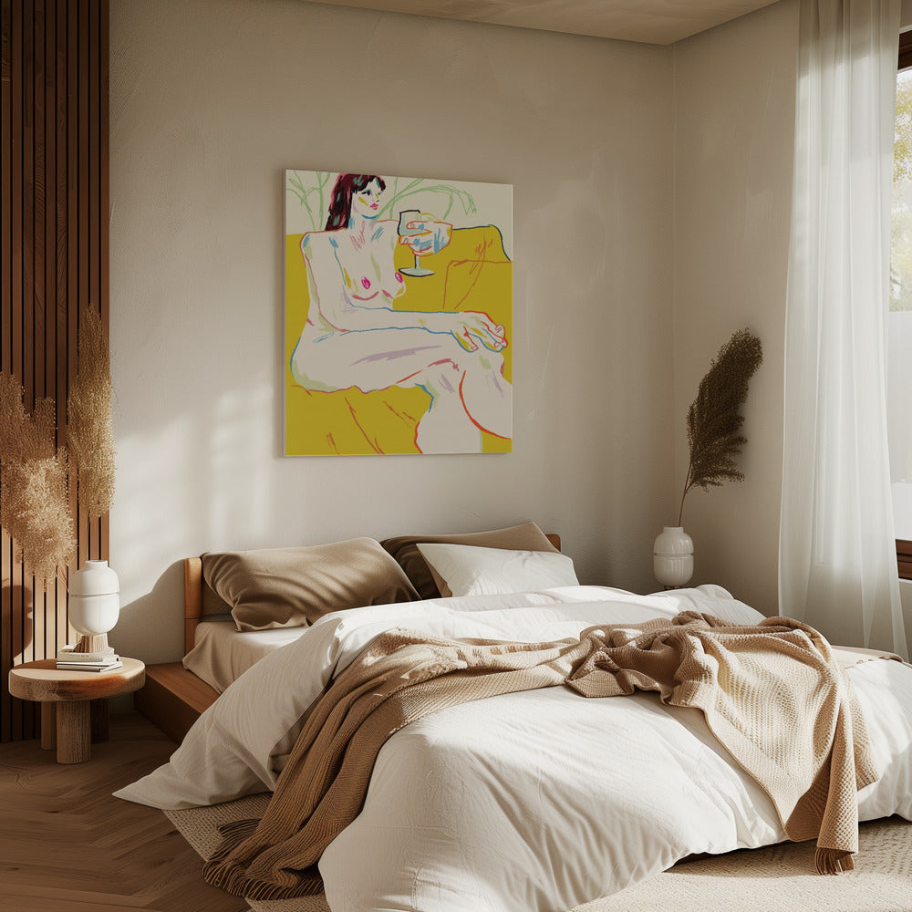 Meisje met een wijnglas | Canvas