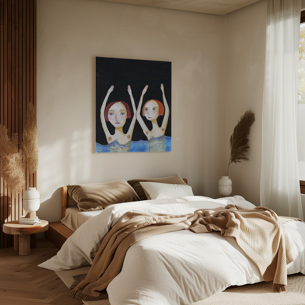 Zwemmende meisjes | Canvas