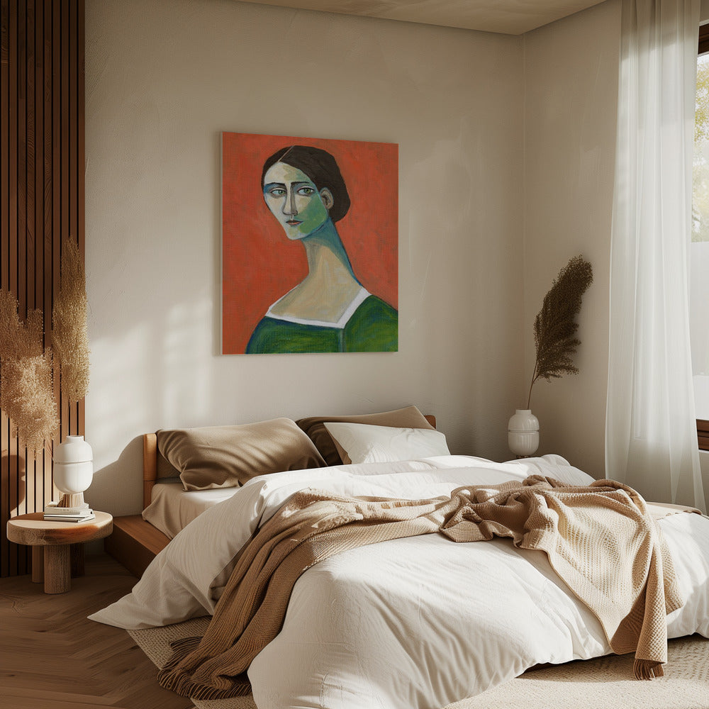 Vintage woman in green | Canvas