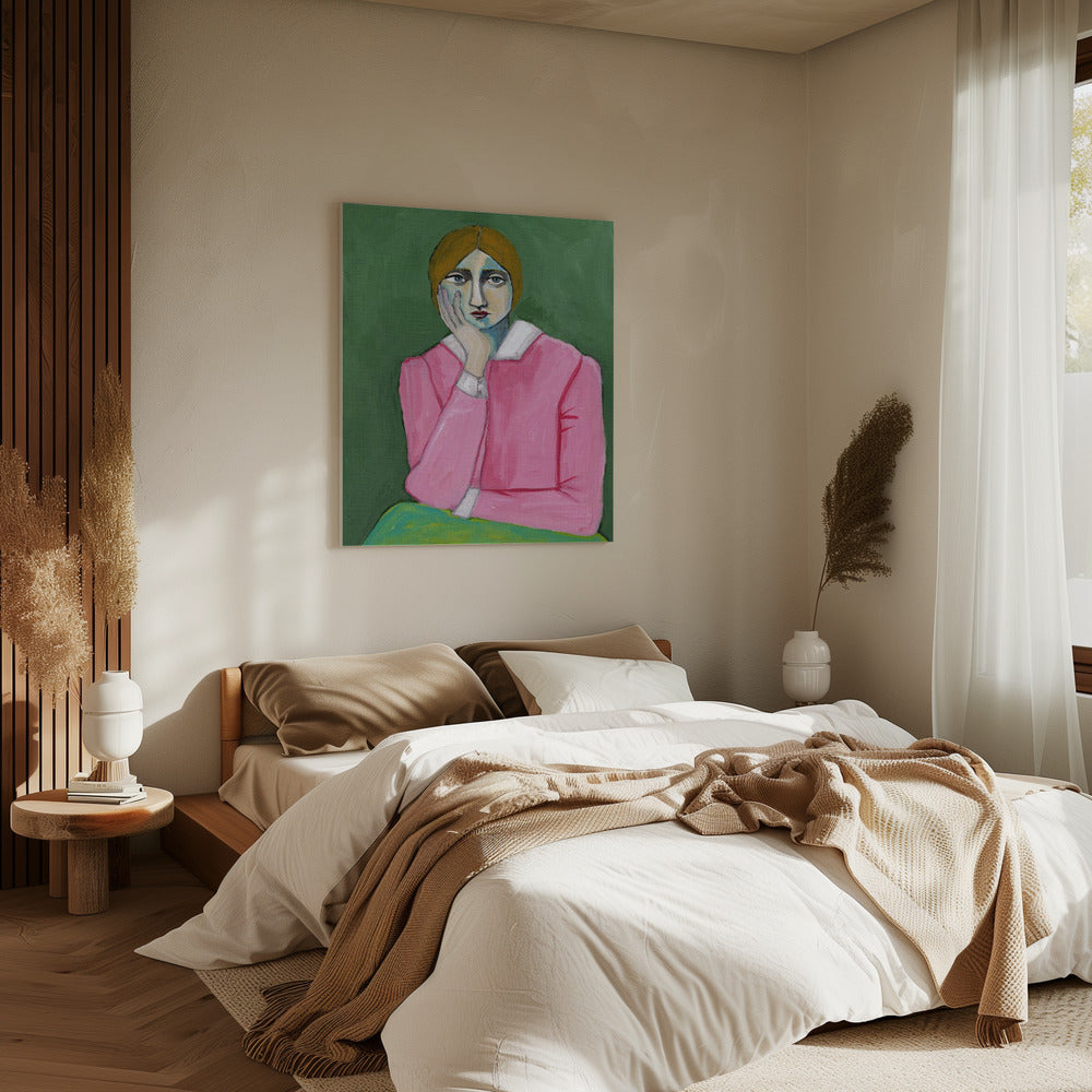 Vintage dame in roze | Canvas