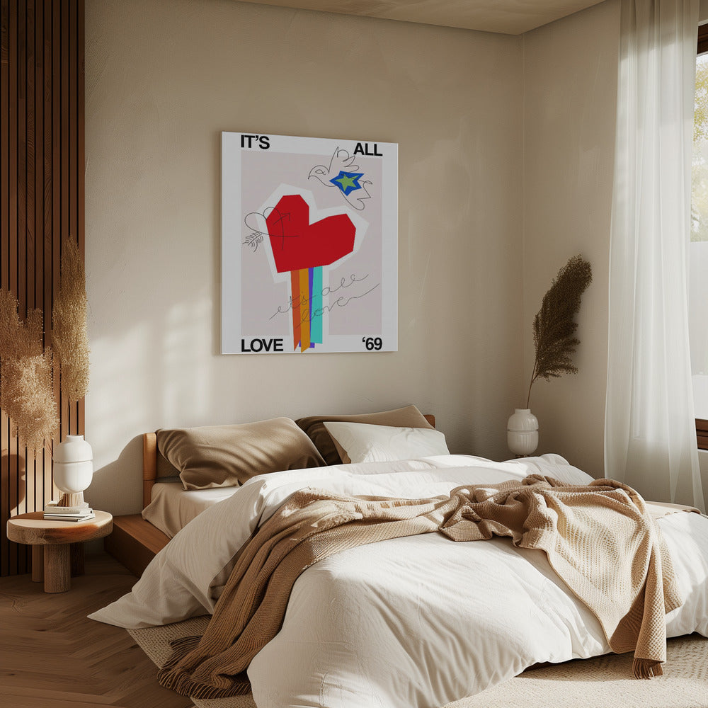 Het is allemaal liefde '69 Hart Greige | Canvas