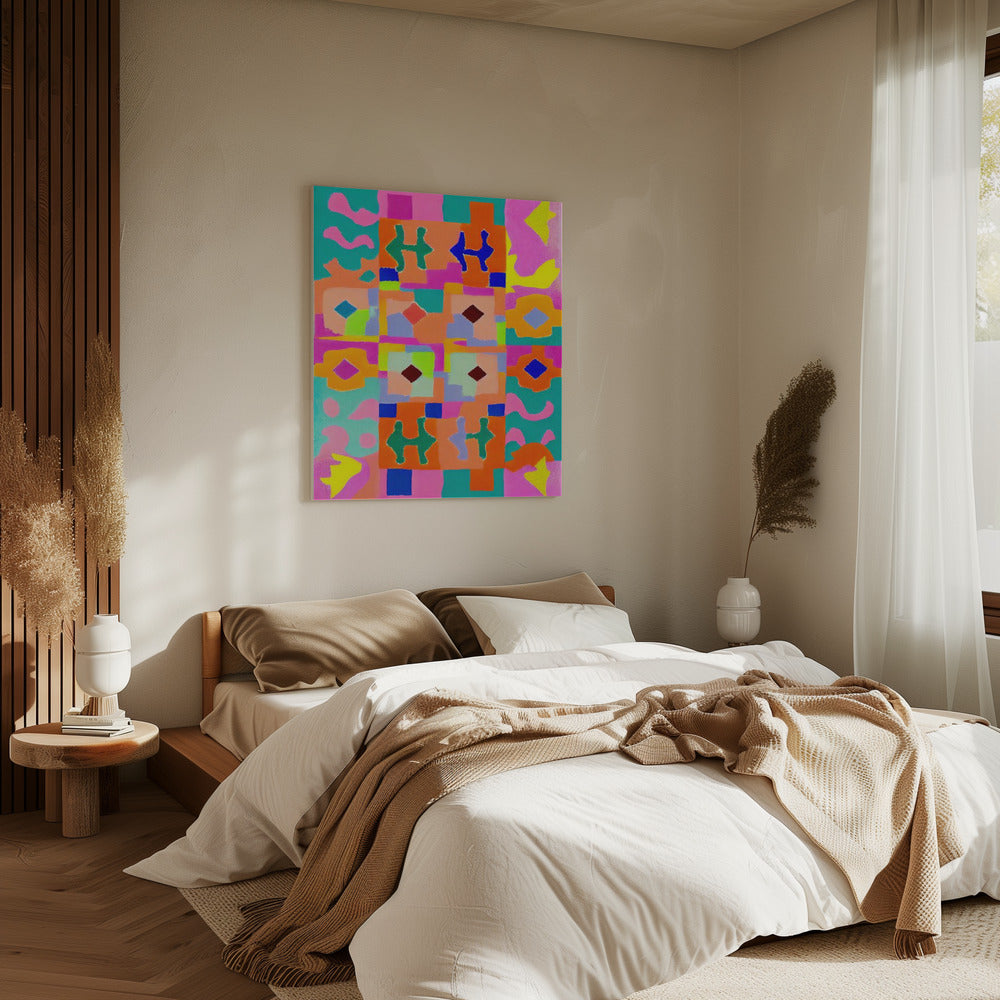 Levendig geometrisch wandtapijt | Canvas