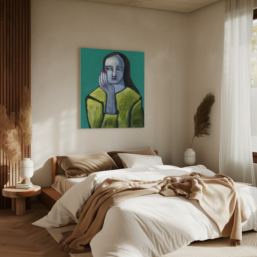 Vrouw met grote handen | Canvas