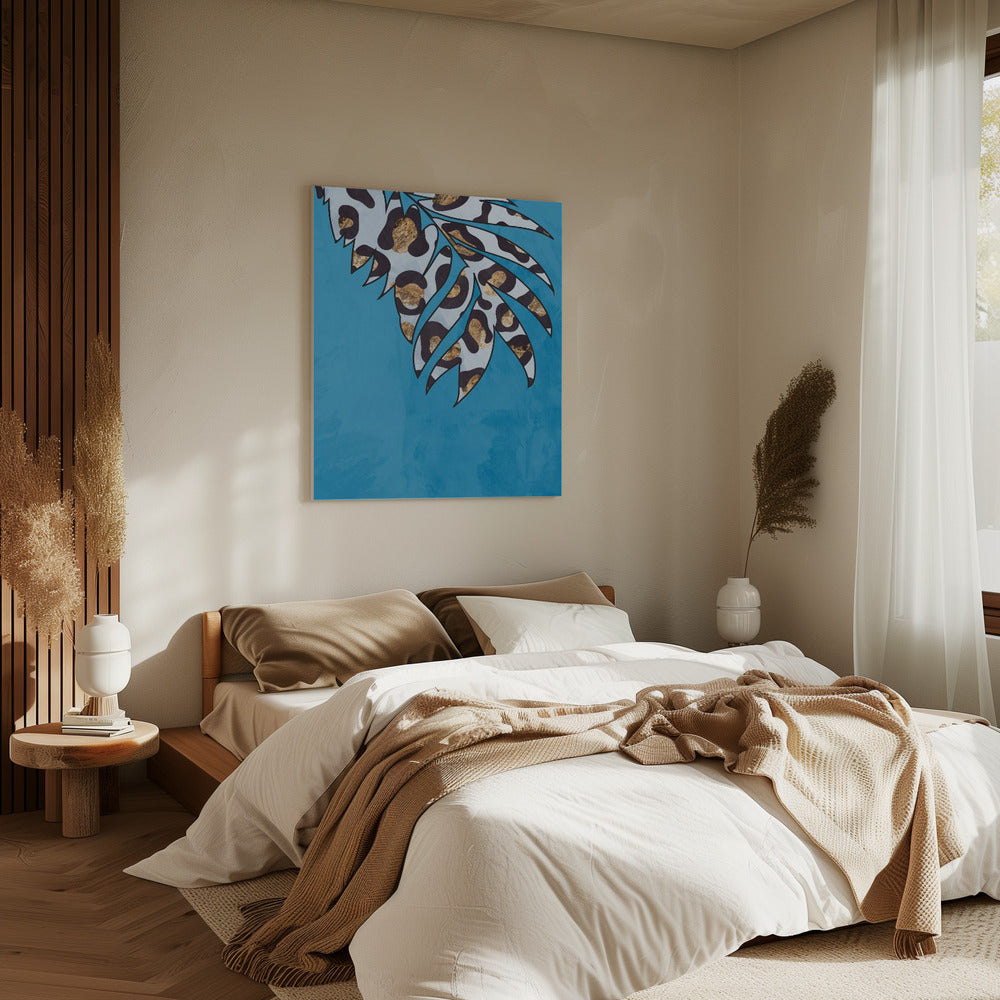 Blue leopard print animal leaf | Canvas