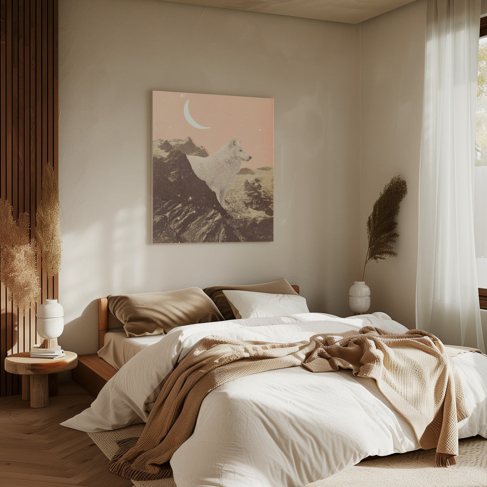 Reuzenwitte wolf in de bergen | Canvas