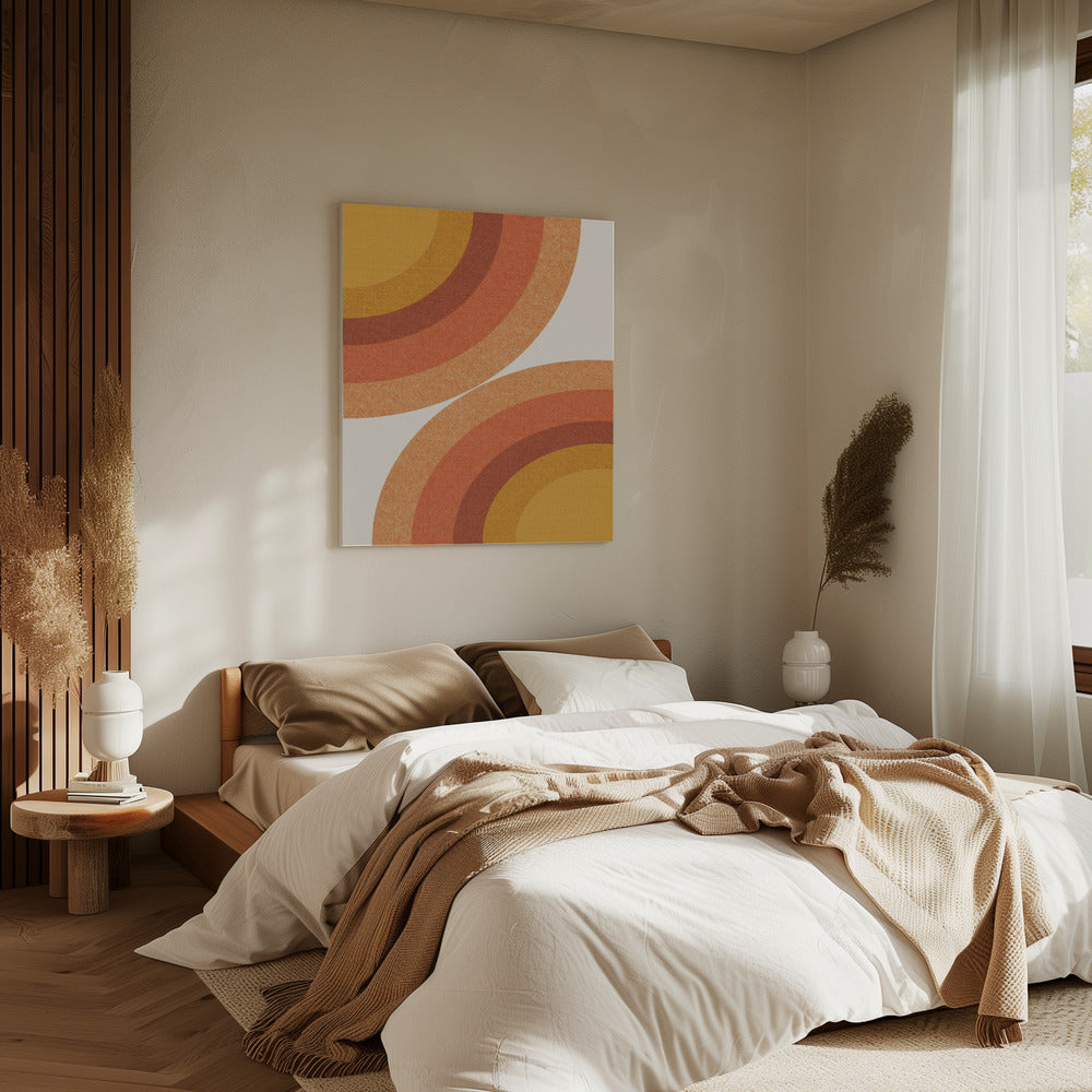 Retro Zonnestralen Golven | Canvas