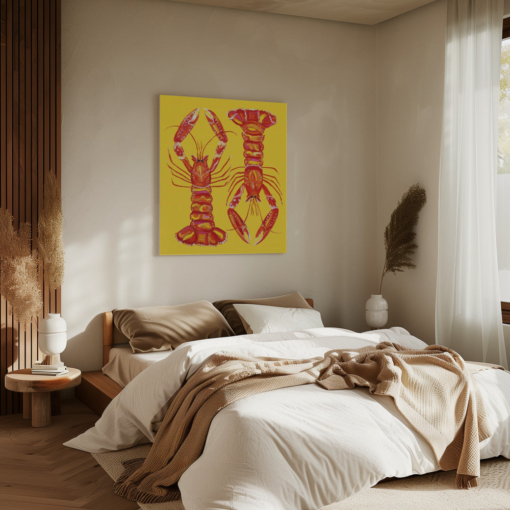Langoustines op geel | Canvas