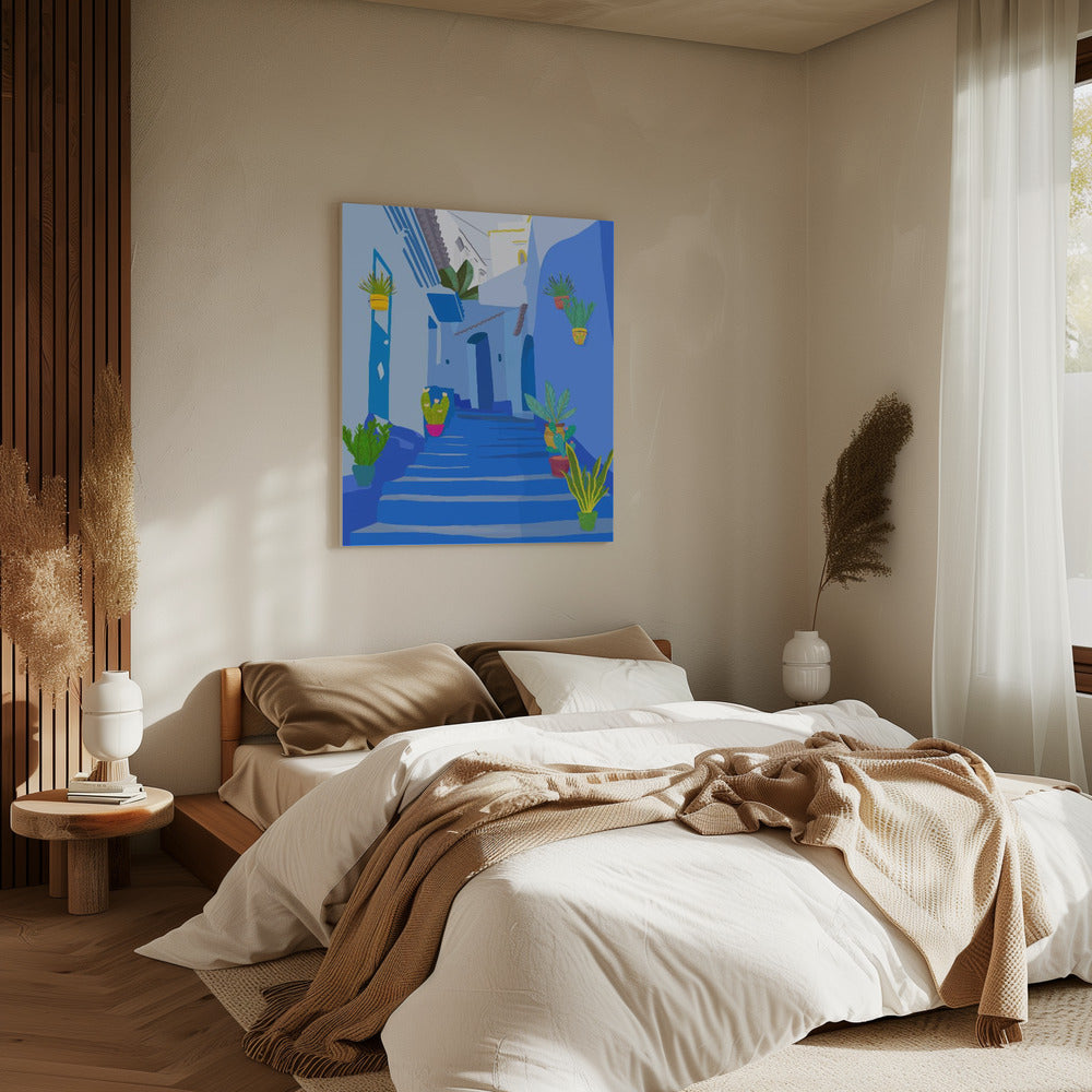 Blauwe stad | Canvas