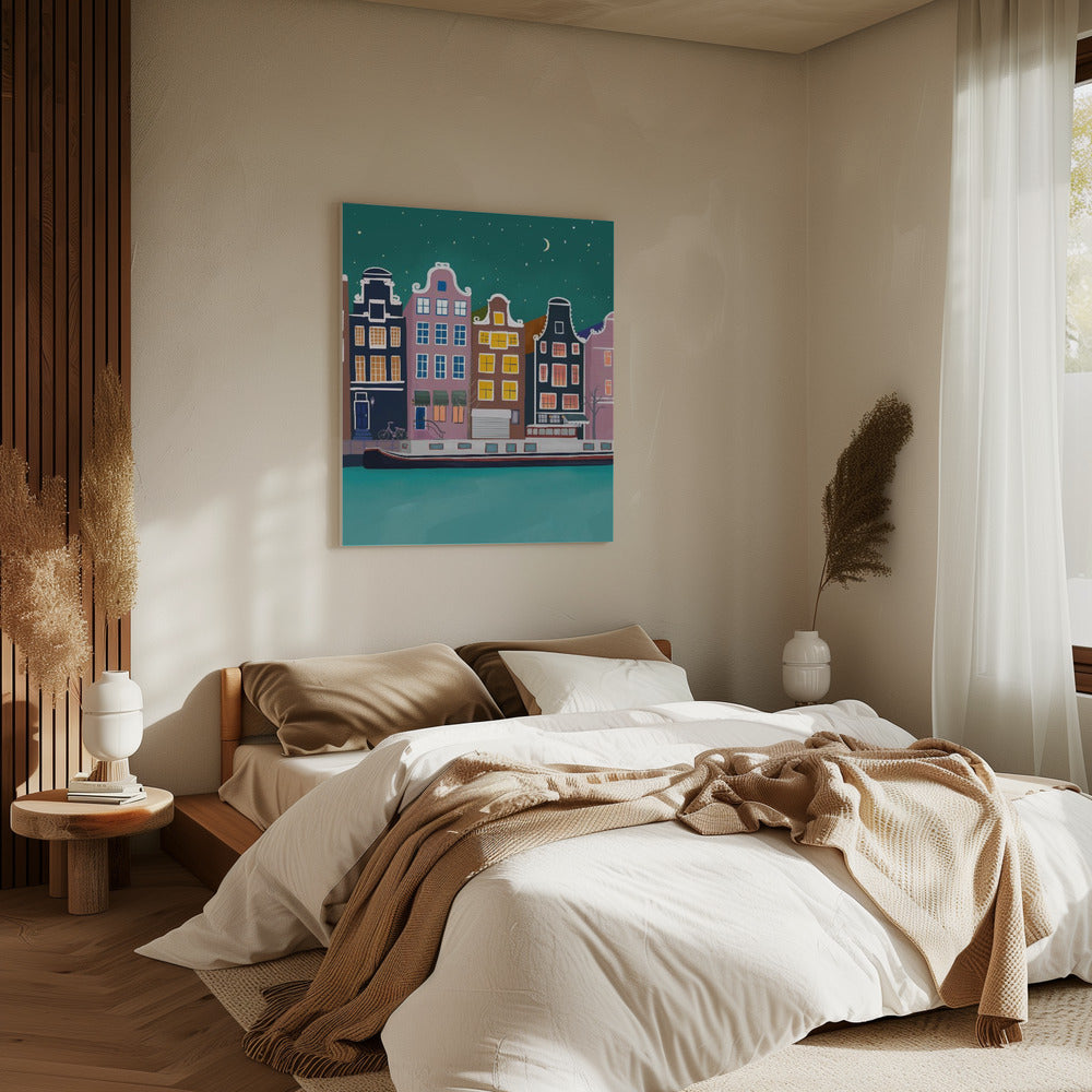 Amsterdam bij nacht | Canvas