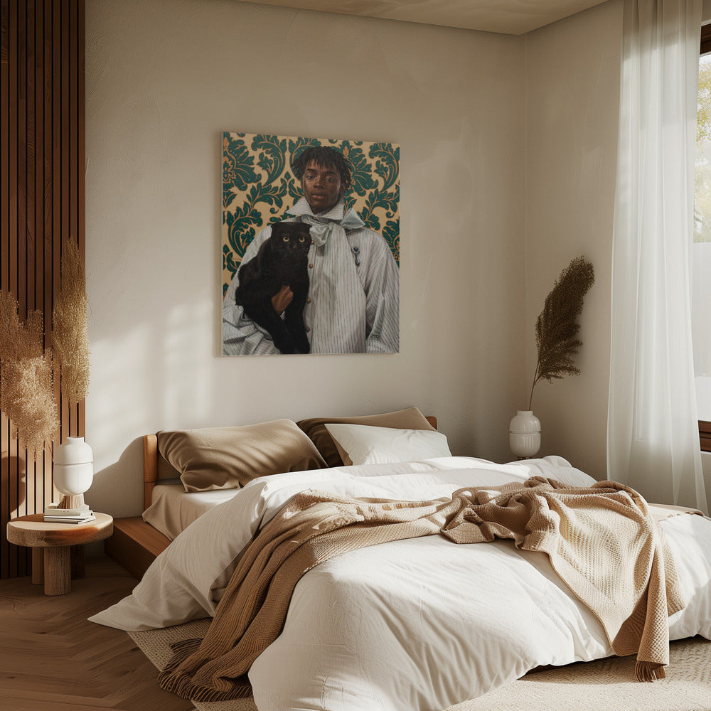 Heer met kat | Canvas