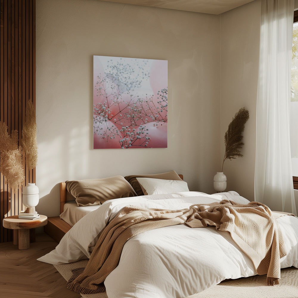 Delicate bloemen en roze ballonnen | Canvas